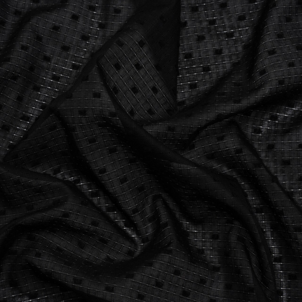 1 Yard Famous Australian Designer Black Swiss Dot Gridded Cotton Woven Fabric